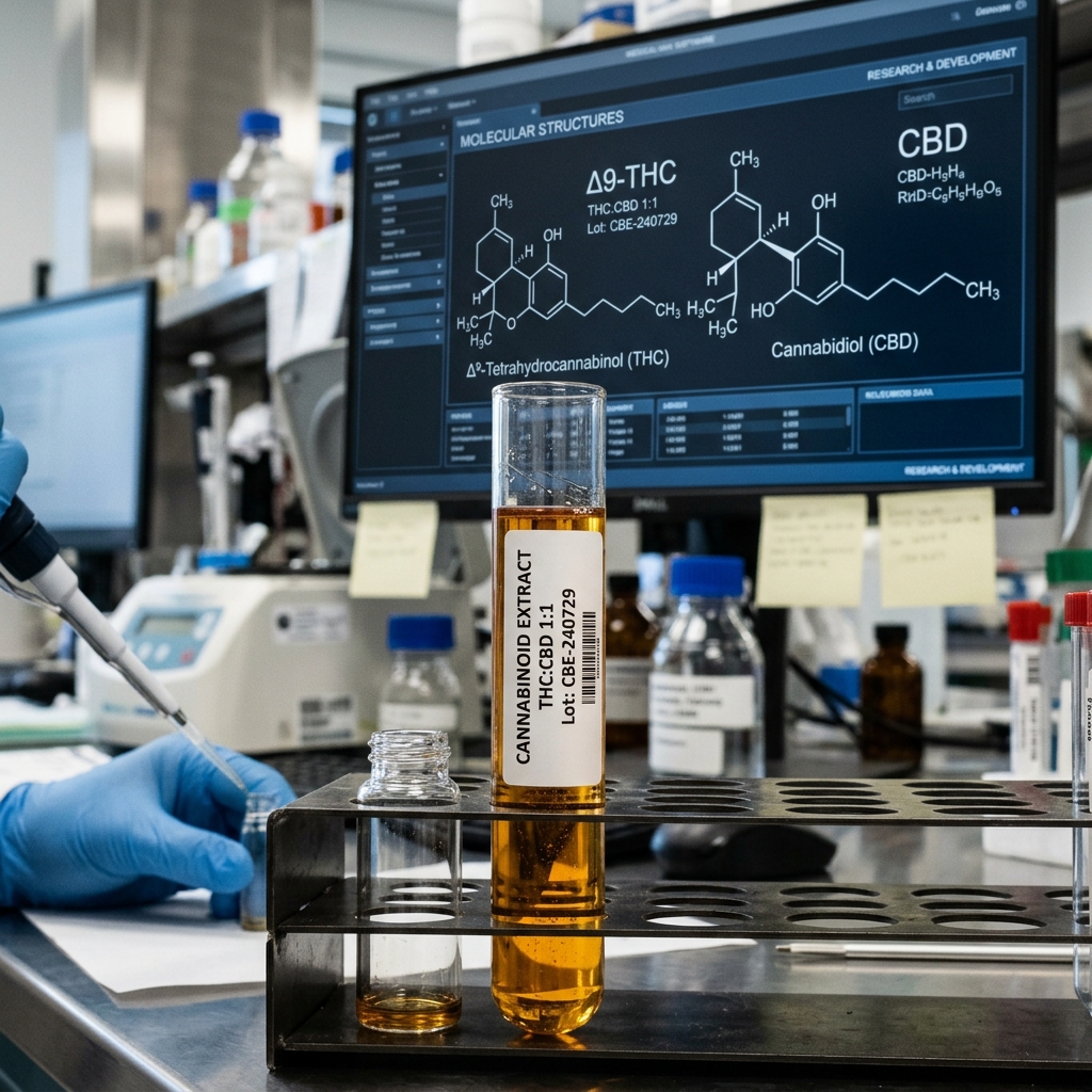 Clinical lab setting with test tubes