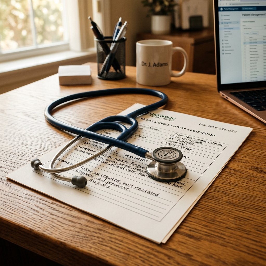 Stethoscope on a medical invoice document