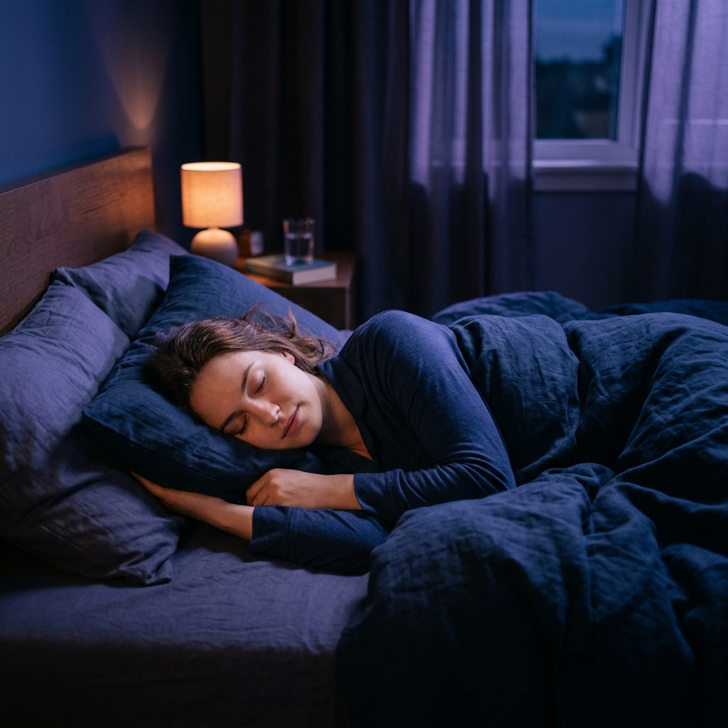 Woman sleeping peacefully in bed