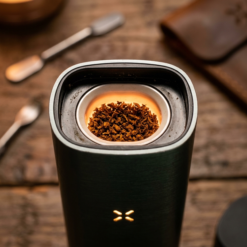 Vaporizer heating chamber glowing softly